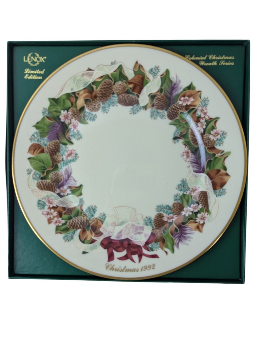 Lenox 1992 Colonial Christmas Wreath Plate #12 North Carolina Limited Edition - Picture 11 of 11